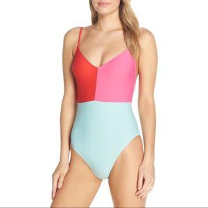 NWT J.Crew V-neck Colorblock One Piece Swimsuit